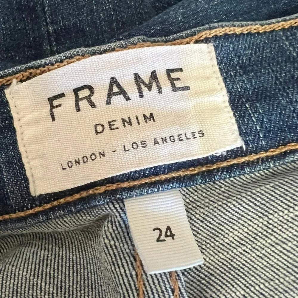 Frame‎ Denim Medium Blue Distressed Ripped Skinny Jeans Women’s Size 24